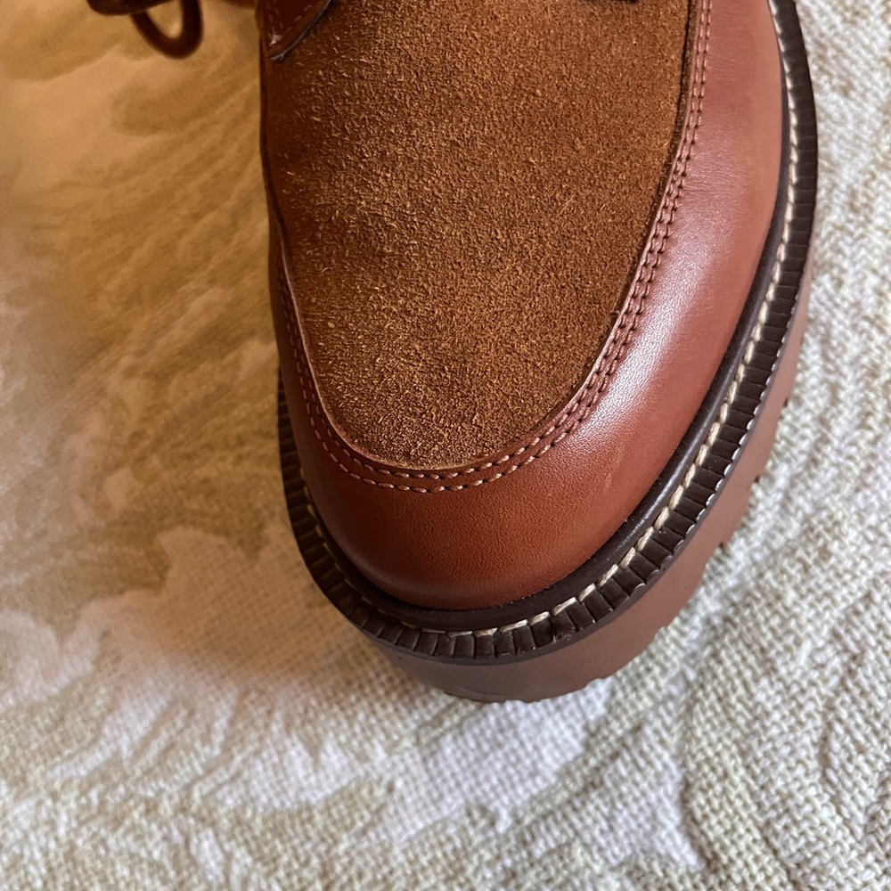 Sam Edelman Elliot combat boot Brown Lace-Up and side zip platform Lug Boots. - Picture 6 of 14